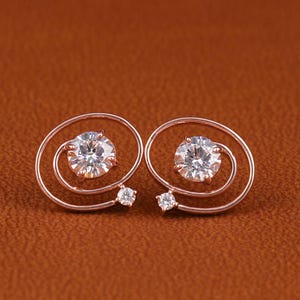1.00 Ct Lab Grown Round Cut Diamond Stud Earrings / 14k Rose Gold Diamond Stud Earrings Classic Lab Grown Diamond Earrings / Lab Grown Gift