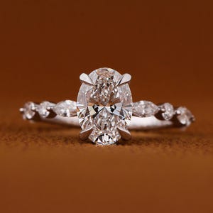 2.00 CT Oval Cut Lab Grown Diamond Engagement Ring Hidden Halo Wedding Ring Diamond Ring for Women Anniversary Gift Oval Cut Diamond Ring
