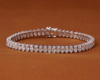 12 TCW Oval Lab Grown Diamond Tennis Bracelet for Women, 14k White Gold Bracelet, E-F/VVS-VS Clarity Certified Diamond