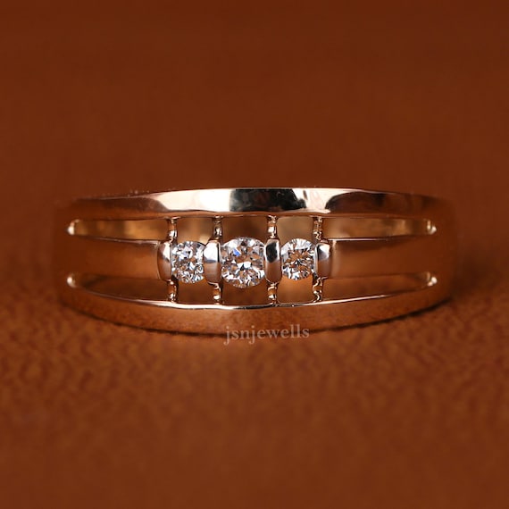 Lab Grown Diamond Men's Wedding Band: TCW Round, 14k Gold