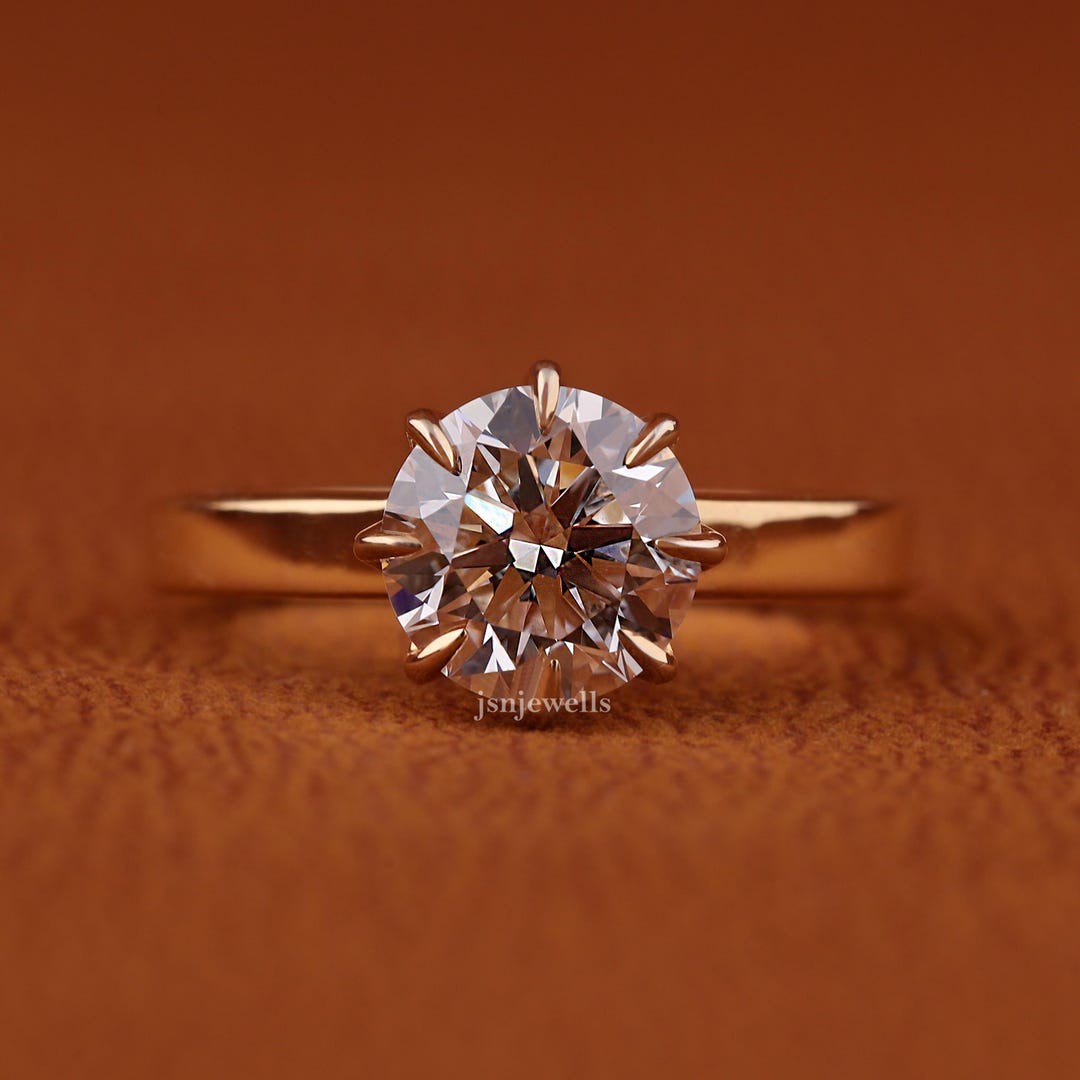 2 Carat Round Cut Lab Grown Solitaire Diamond Engagement Ring 14k ...