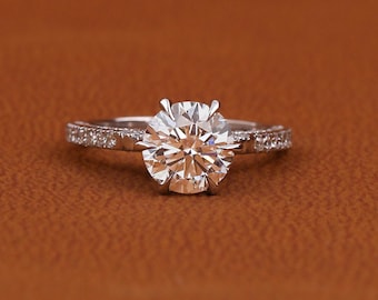 2CT Lab Grown Diamond Engagement Ring: IGI Certified, Pave Cathedral Setting