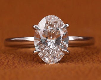 2 CT Oval Lab Grown Diamond Engagement Ring: Solid Gold Solitaire, IGI Certified