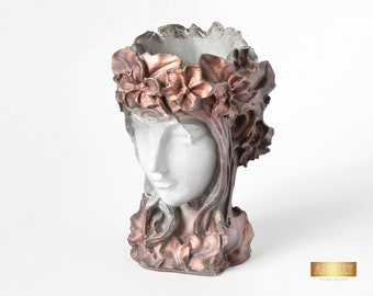 Goddess Face Planter, Fairy Flowers Pot, Office Decoration, Bust Plants Vase, Arwen Head Planter, Modern Home Accent, Succulent Face Planter