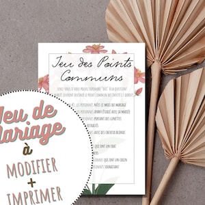 Jeux de Mariage Français: Jeu des Points Communs,Animation de mariage,Jeu Mariage Personnalisable,Jeu Mariage Point Commun,Mariage Champêtre