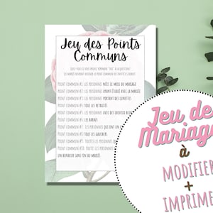 Jeux de Mariage Français: Jeu des Points Communs,Animation de mariage,Jeu Mariage Personnalisable,Jeu Mariage Point Commun,Mariage Champêtre