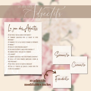 Jeu de Mariage: Le Jeu des Adjectifs Format A5 à Télécharger, à Modifier et à Imprimer - Animation Mariage Invités à Personnaliser Amusante