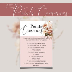 Jeux de Mariage: Jeu des Points Communs,Animation de mariage,Jeu Personnalisable,Idée Jeu Mariage,Jeu Mariage Point Commun,Mariage Champêtre