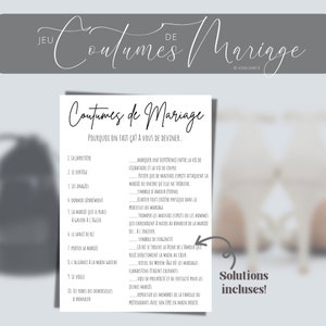 Wedding Game: Wedding Customs Game, Wedding Traditions, Wedding Entertainment Game, Printable Game, Customizable, Customizable Wedding