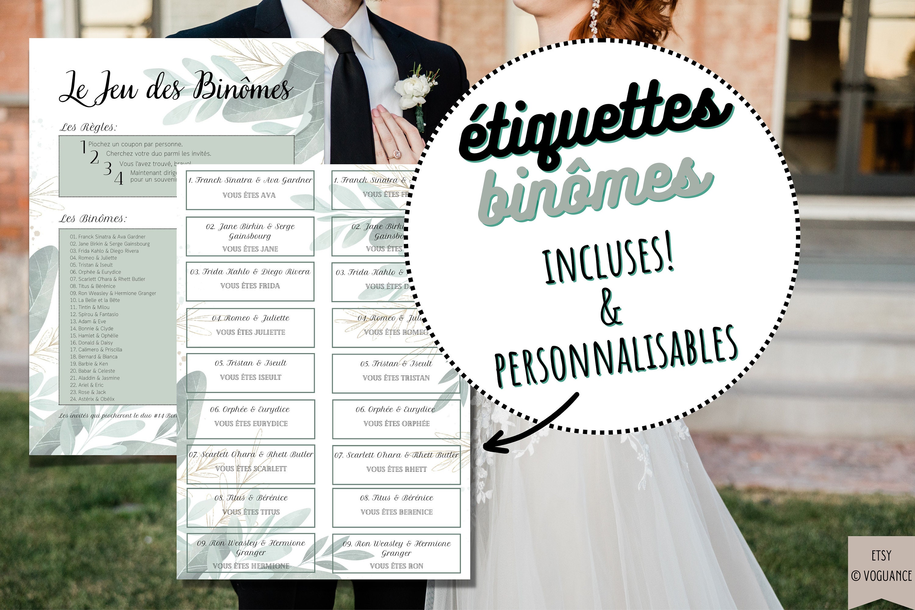 Wedding Games Pairs Game Duos Game A4 Eucalyptus Country Etsy