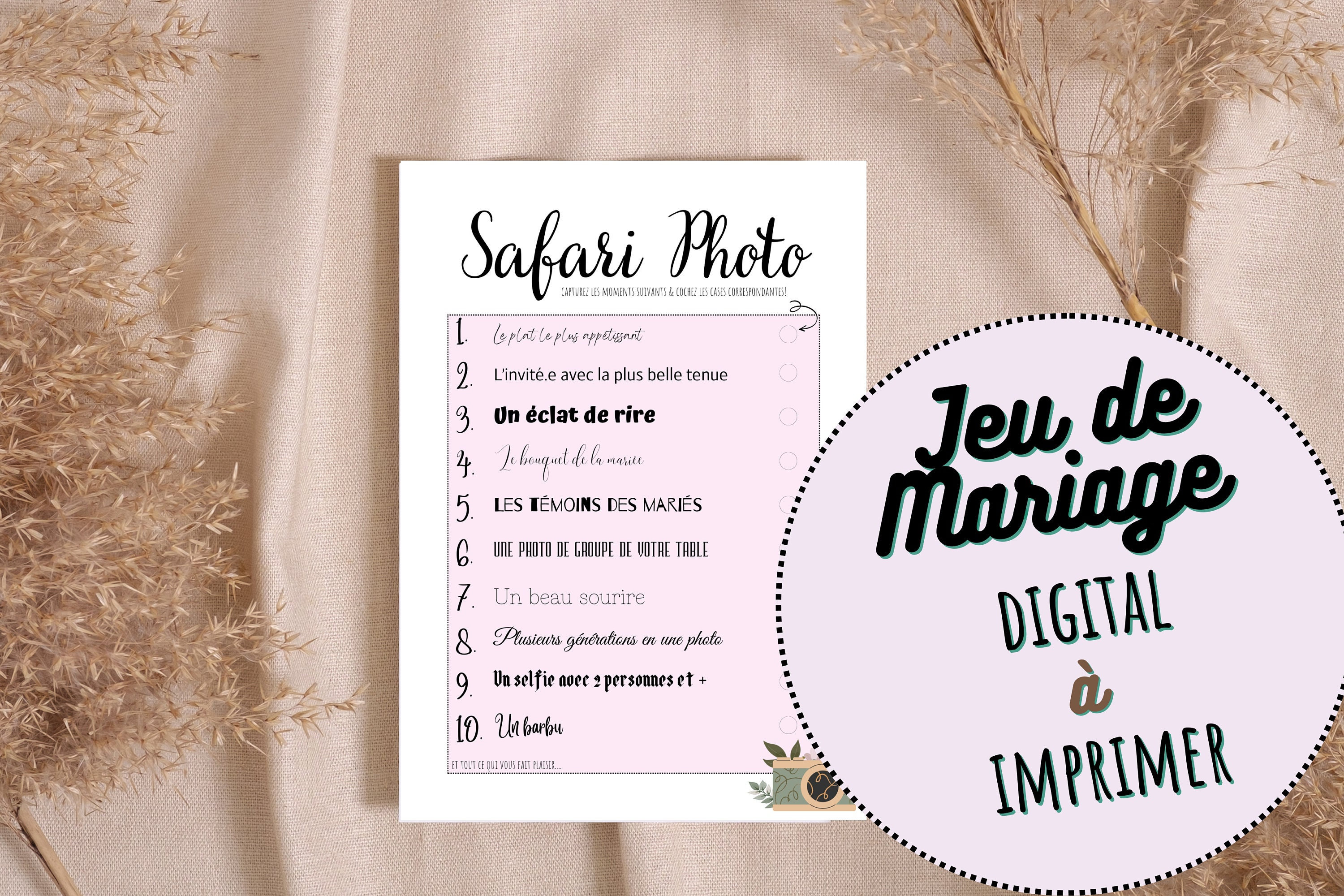 Jeux de Mariage Français: Jeu des Points Communs A5 – voguance