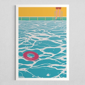 Pool Swimming Print, Pool Illustration, Pool artwork, swimming, water print, pool lover art