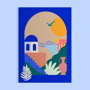 Grecia, Impresión artística de Grecia, Atenas, Islas Griegas, Impresión abstracta, Colorido, Arte de viaje, Regalo de viaje, Póster de viaje, Regalo de inauguración de la casa, Amor
