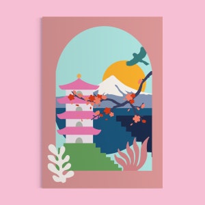 Giappone, stampa d&#39;arte giapponese, Kyoto, Tokyo, stampa astratta, colorata, arte di viaggio, regalo di viaggio, poster di viaggio, regalo di inaugurazione della casa, amore per il Giappone