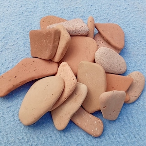 Flat Sea Terracotta Pieces, 25 pcs Of Beach Pottery, 20-40 mm (0.78-1.57&quot;) Sea-washed Bricks DIY Craft Art Decor Set Supply, Jewelry Quality
