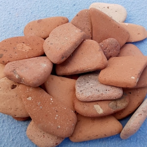 Flat sea terracotta. Sea pottery shards. Medium weathered brick 20-40 mm (0,16-0,27&quot;). Vase filler, flower decor DIY craft Art Supply 30 pcs