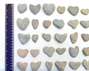 Heart shaped stones. 3-5 cm (1.18"-1.96") Special Assorted Sea Stones. Pebble Art Supply. Natural Hearts. 10 pcs.