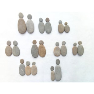 Pebble Art Supply. Set of 10 Small Human Figures 26-55 mm (1-1.2") Natural Flat Elongated and Round Sea Stones DIY Craft Framed Art Supply
