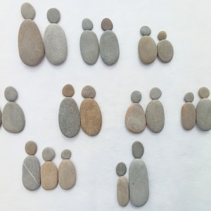 Pebble Art Supply. Set of 10 Small Human Figures 26-55 mm (1-1.2&quot;) Natural Flat Elongated and Round Sea Stones DIY Craft Framed Art Supply