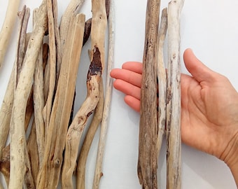 Driftwood Sticks. 15+ pcs. Craft Supply. 20-30 cm (7.8" - 11.8") Lot Bulk. Coastal Home Decor. Long Beach Wood. Macrame, Art, DIY Crafts.