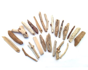 Driftwood sticks 100-140 mm (3.93-5.51&quot;) 25+ pcs. Craft supply. Wedding party Sea style home decor. DIY craft. Medium size wood.  Lot. Bulk.