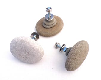 Beach Pebble Drawer or Door Knob. Sea Stone Pull. Natural Handmade Cabinet Handles. Coastal Rock Hardware. Japandi Furniture Cupboard Pulls.