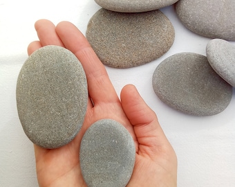 Painting Happy Stones.  Flat Sea stones 50-80 mm (1.9-3.1") Happy rocks. Smooth Assorted Beach Stones Decorative DIY Craft supply. 8 pcs