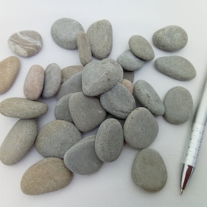 Flat Pebbles. Round Oval Gray Sea Stones 30-40 mm (1.18"-1.57") 30 pcs. Decorative craft supply Painting rocks DIY Craft Art Supply Lot Bulk