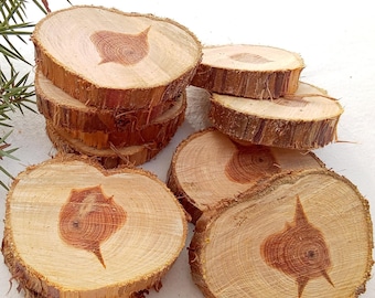 Juniper Wood Slices Bulk. Diameter 6 cm (2.3"). Wood Log Lot DIY Craft Supply. 1cm (0.4") Thick. Organic Incense Natural Aroma Air Freshener