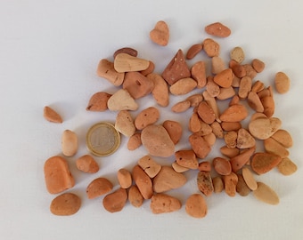Tiny Terracotta Pieces. 7 - 26 mm (0.27" - 1.02"). 90 pcs Sea Brick Bulk. Lot. Beach clay. Old Brick Pebbles. DIY Craft Art Supply.