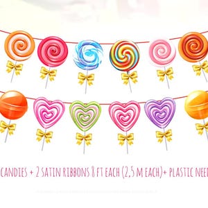 Bannière sucette créative - Guirlande en carton Candyland - Fournitures de fête de guirlande - Décoration de magasin de bonbons - Fournitures d&#39;anniversaire Candyland