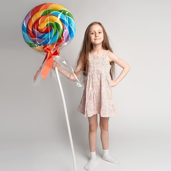 Giant Fake Lollipop - Candyland Decorations - Rainbow Lollipop - Giant Lollipop Props - Fake Sweets Rainbow decoration - Candy shop props