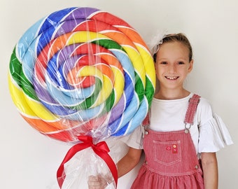 Giant Rainbow Lolly - Candy Land Decoration - Candyland props / Giant Lollipop Props / Fake lollipop / Rainbow Candy Props - Candy shop prop