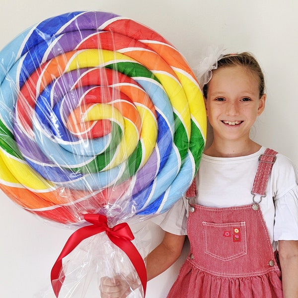 Giant Rainbow Lolly - Candy Land Decoration - Candyland props / Giant Lollipop Props / Fake lollipop / Rainbow Candy Props - Candy shop prop