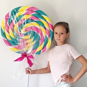 Giant fake lollipop Candy land prop / Lollipop props / Candy shop prop / Candyland Decoration / Party decor / Candy props Giant lolly Teal,yellow,hot pink