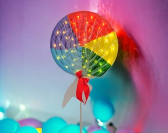 Giant Rainbow Lolly - Candy Land Decoration - Candyland props / Giant Lollipop Props / Fake lollipop / Rainbow Candy Props - Candy shop prop