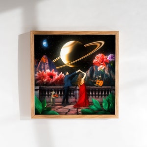 Abstraktes VALENTINES Surreal Fantasy COLLAGE POSTER - Paar Collage Wandkunst für die Innendekoration