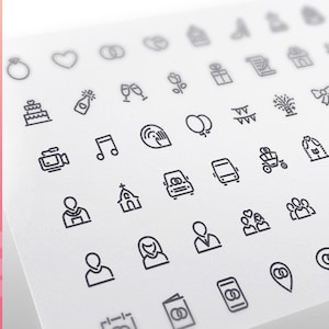 Wedding Line Icons Set