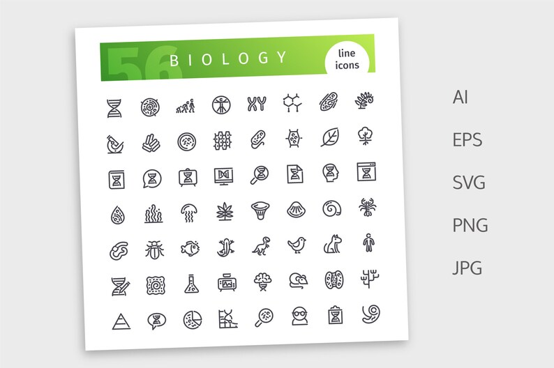 Biology Line Icons Set - Etsy