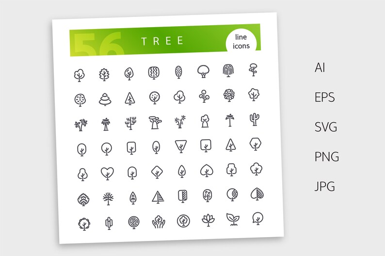 Tree Line Icons Set - Etsy