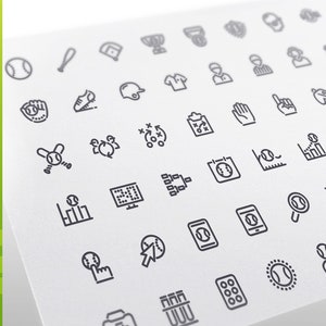 Baseball Line Icons Set