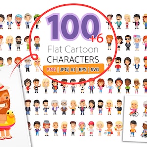 100 Casually Dressed Characters BIG SET Vector + PNG