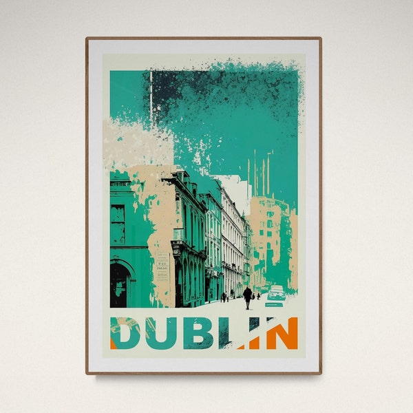Dublin Print | Vintage Wall Art | Dublin Wall Art  | Retro Wall Art | Dublin Travel Poster | Home Decor | Printable Art