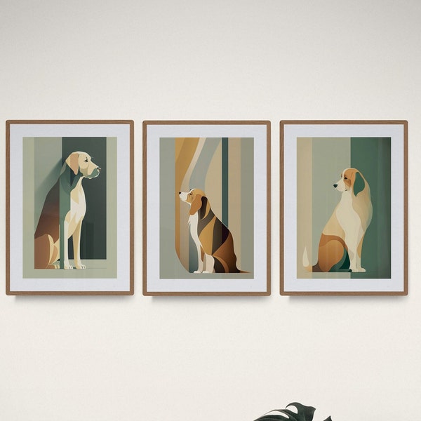 Dog Prints | Mid Century Home Decor | Dog Wall Art |  Printable Wall Art | Dog Posters | Set of 3 Dog Art