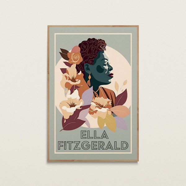 Ella Fitzgerald Art Print | Vintage Wall Art | Jazz Singer Print | Retro Music Wall Art | Ella Fitzgerald  Poster | Jazz Icon Wall Art