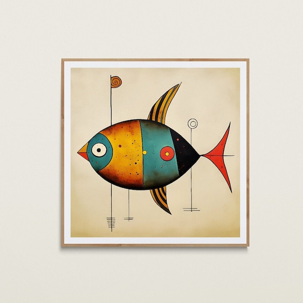 Modern Fish Print | Joan Miró Print | Mid-Century Home Decor | Retro Wall Art |  Printable Wall Art | Colourful Wall Art