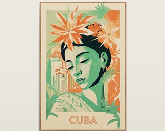 Cuba Print | Retro Wall Art | Cuba Travel Poster | Mid Century Modern | Cuba Wall Decor | Cuba Poster