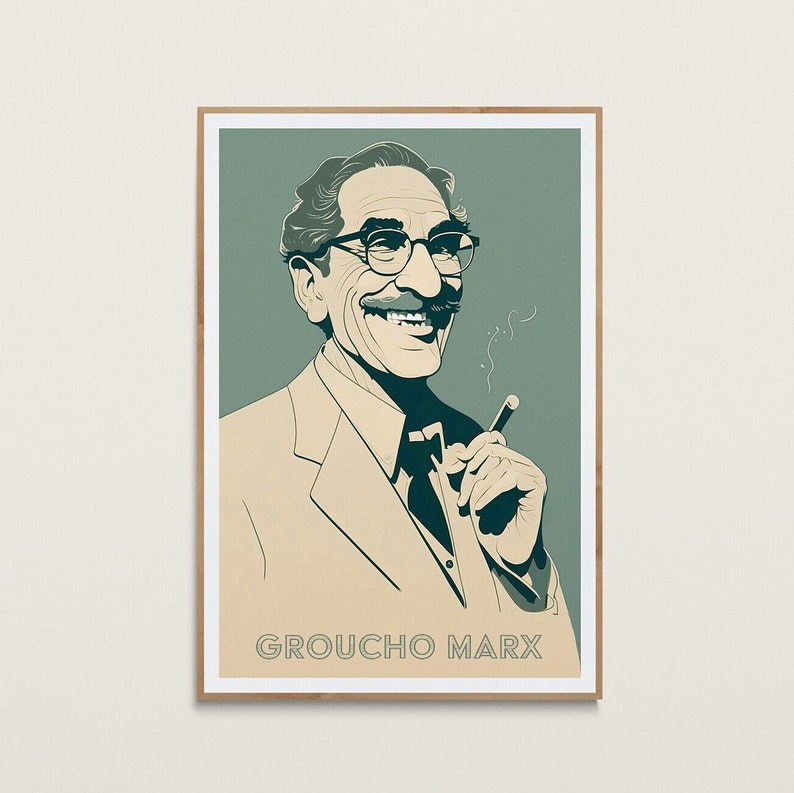 Groucho Marx Print Vintage Movie Wall Art Groucho Marx Poster The Marx Brothers Comedy Classic image 1