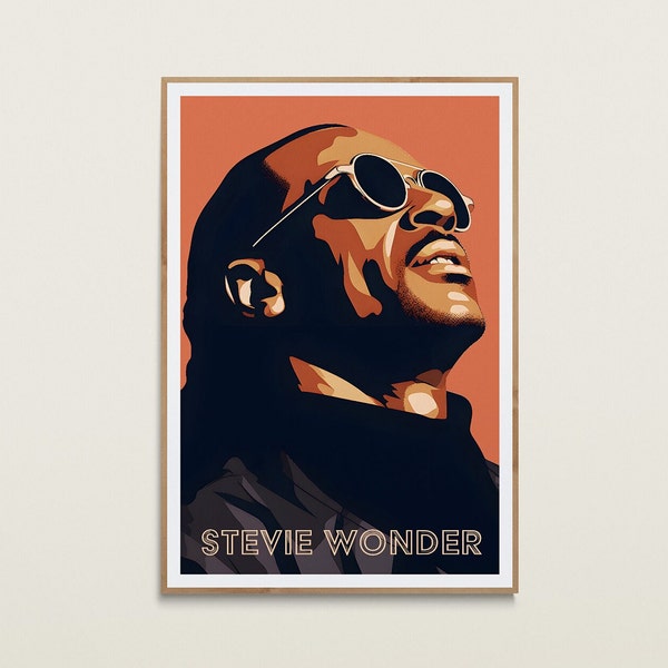 Stevie Wonder Imprimer | art mural vintage | Art du chanteur pop | Art mural de musique rétro | Décoration murale Stevie Wonder | Stevie Wonder Impression téléchargeable