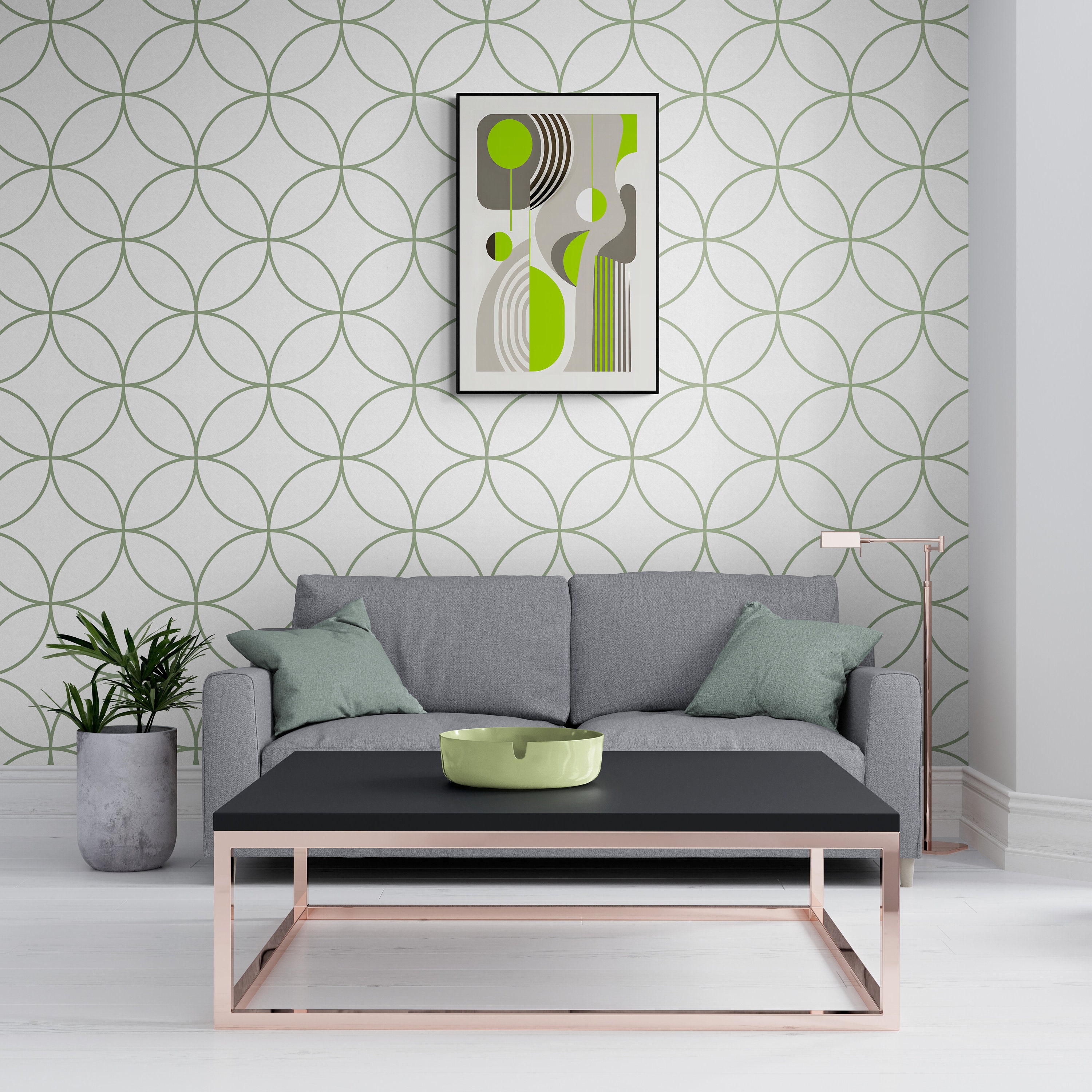 Midcentury Print Green and Grey Wall Art Midcentury Wall Decor Mid